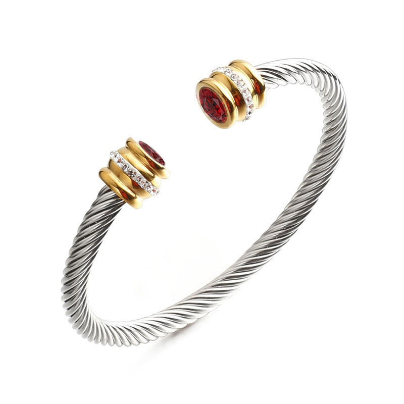 Bracelet ouvert avec des zircones cubiques