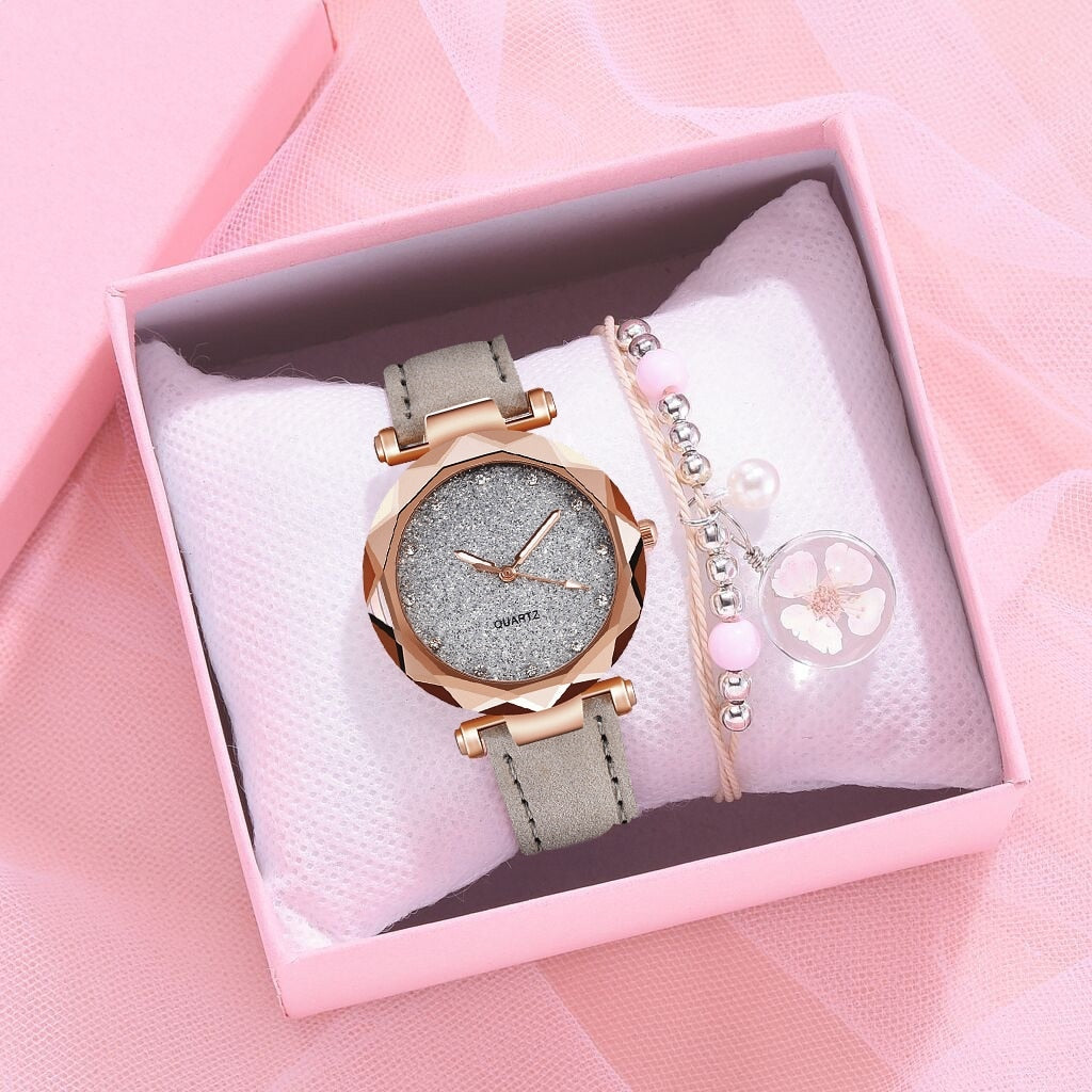 Montre pour dames avec un cadran scintillant sur un bracelet