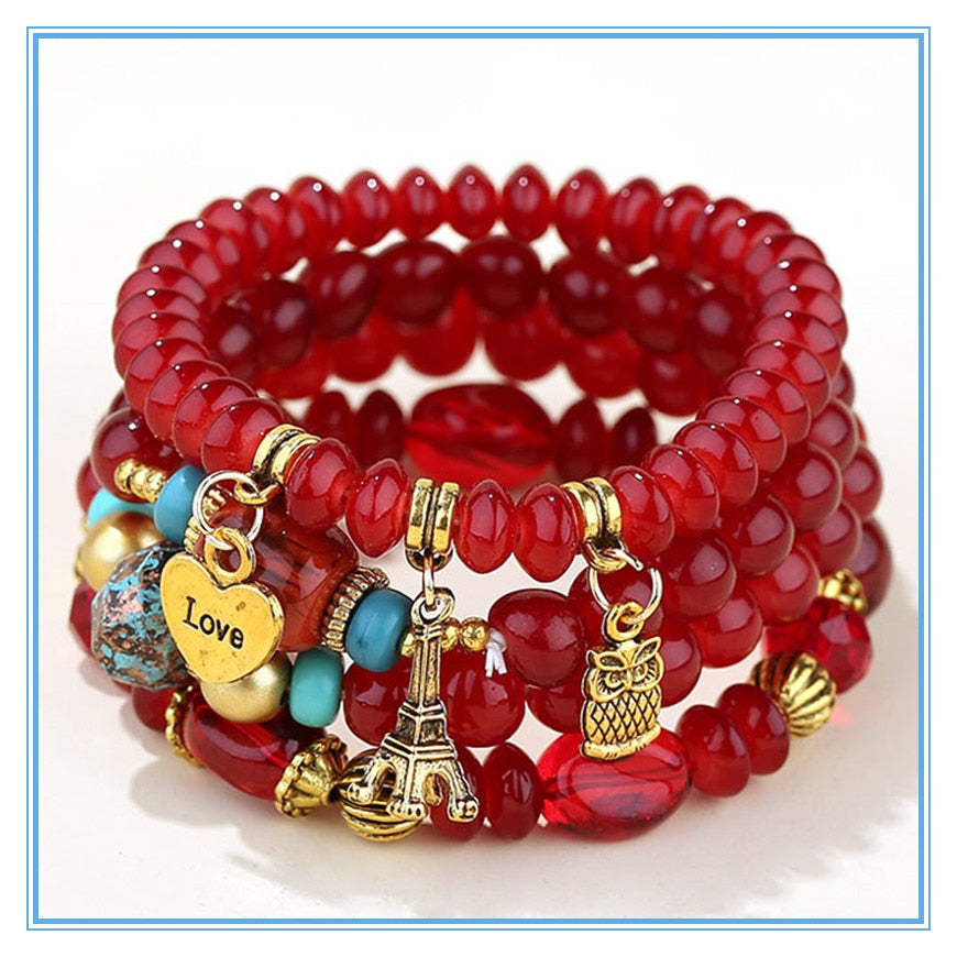 Ensemble de bracelets avec perles et pendentifs