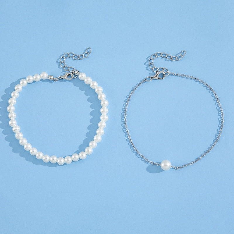 Bracelet de cheville avec des perles d'imitation
