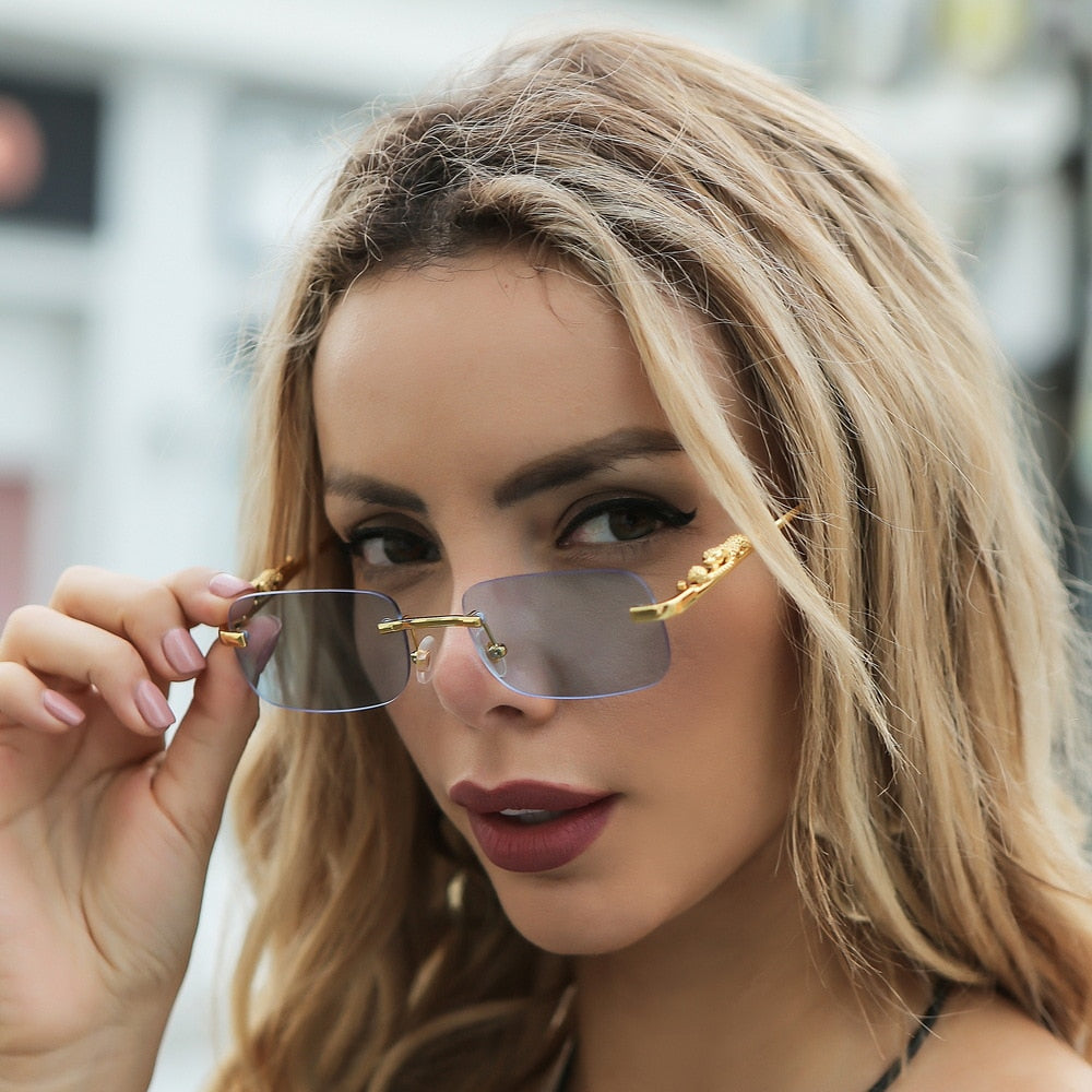 Lunettes de soleil rectangulaires sans monture