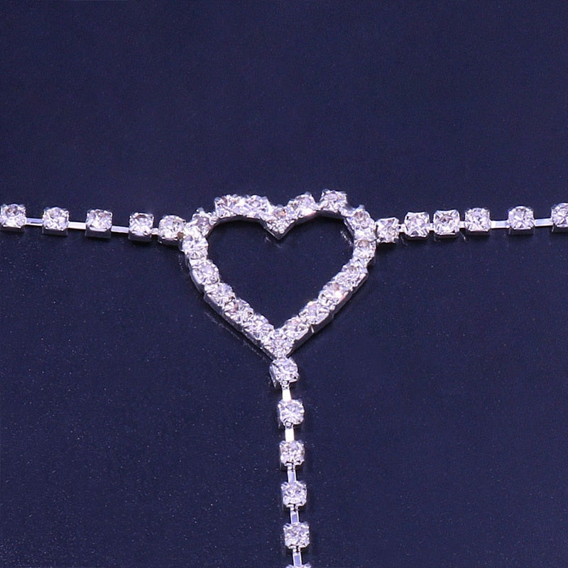 Bracelet de cheville avec motif de coeur en zircone