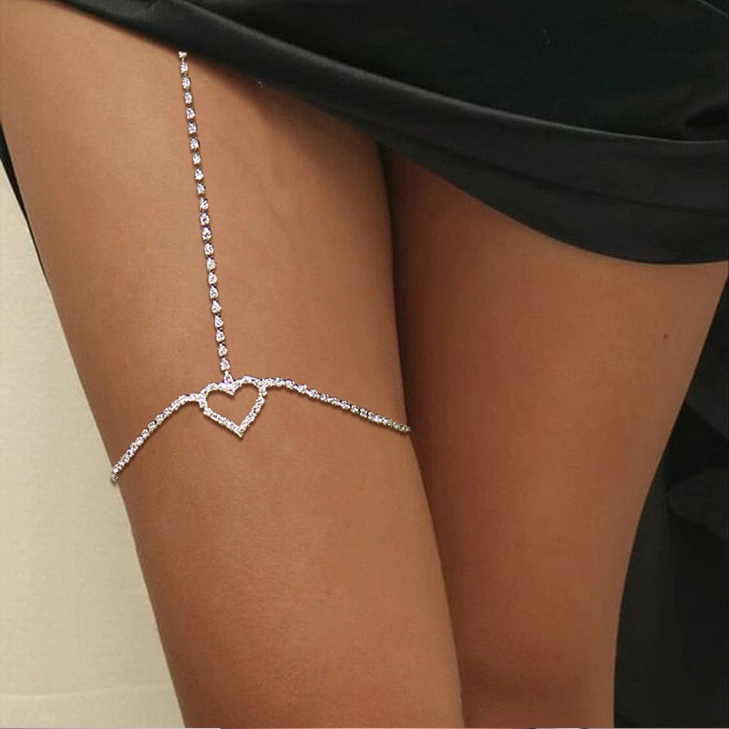 Bracelet de cheville avec motif de coeur en zircone