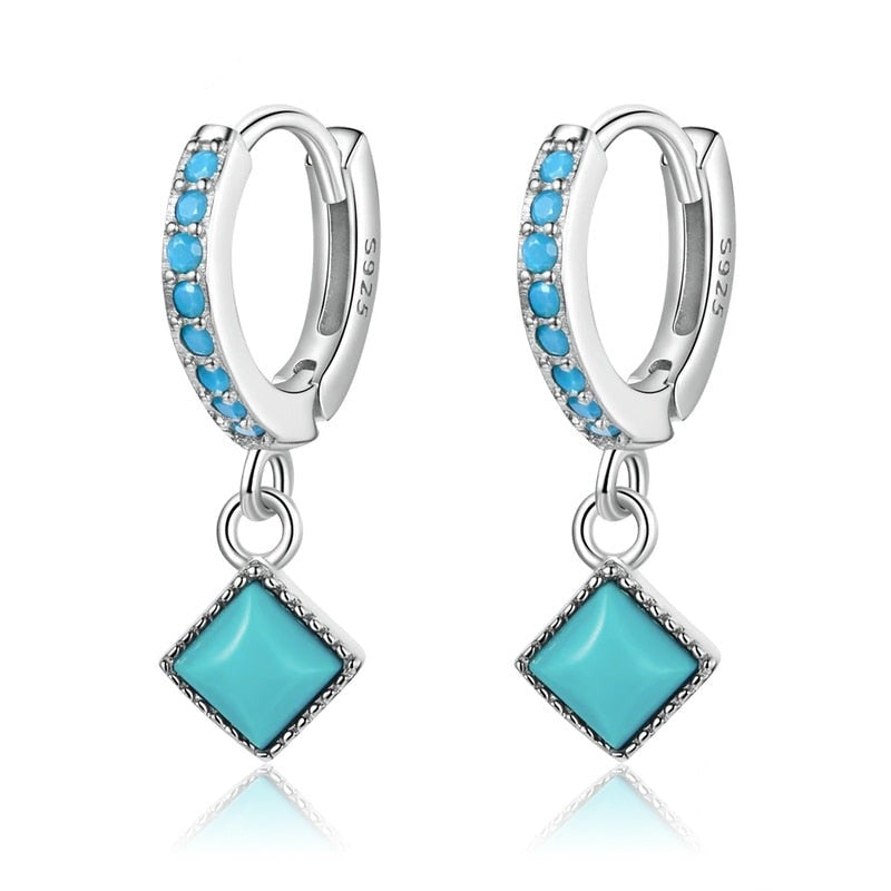 Boucles d'oreilles pendantes bleues