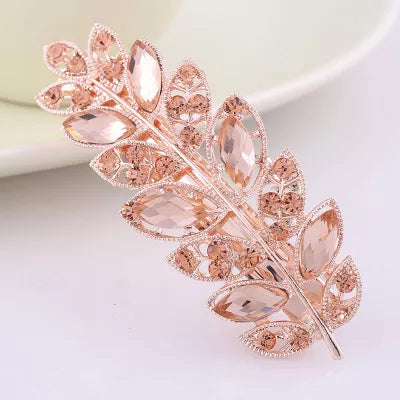 Pince à cheveux avec zircons - brindille avec feuilles