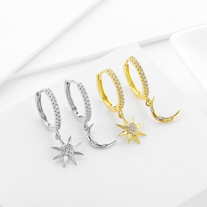 Boucles d'oreilles - lune et étoile