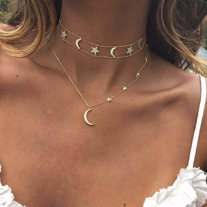 Collier - lune et étoile