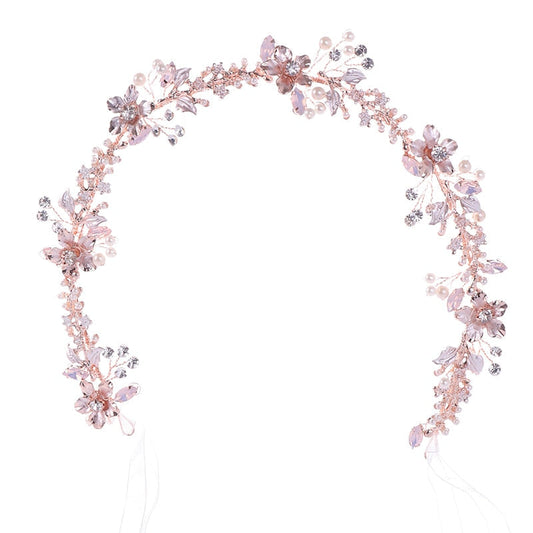 Serre-tête avec fleurs et zircons