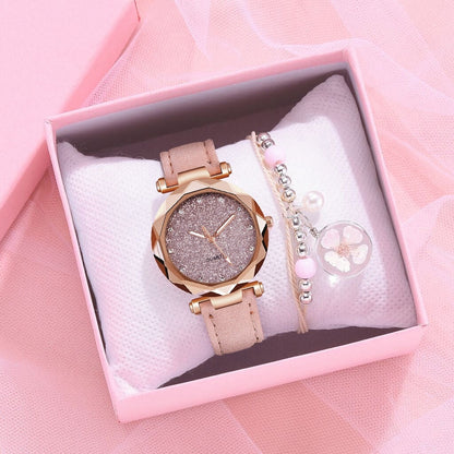 Montre pour dames avec un cadran scintillant sur un bracelet