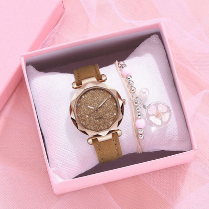 Montre pour dames avec un cadran scintillant sur un bracelet