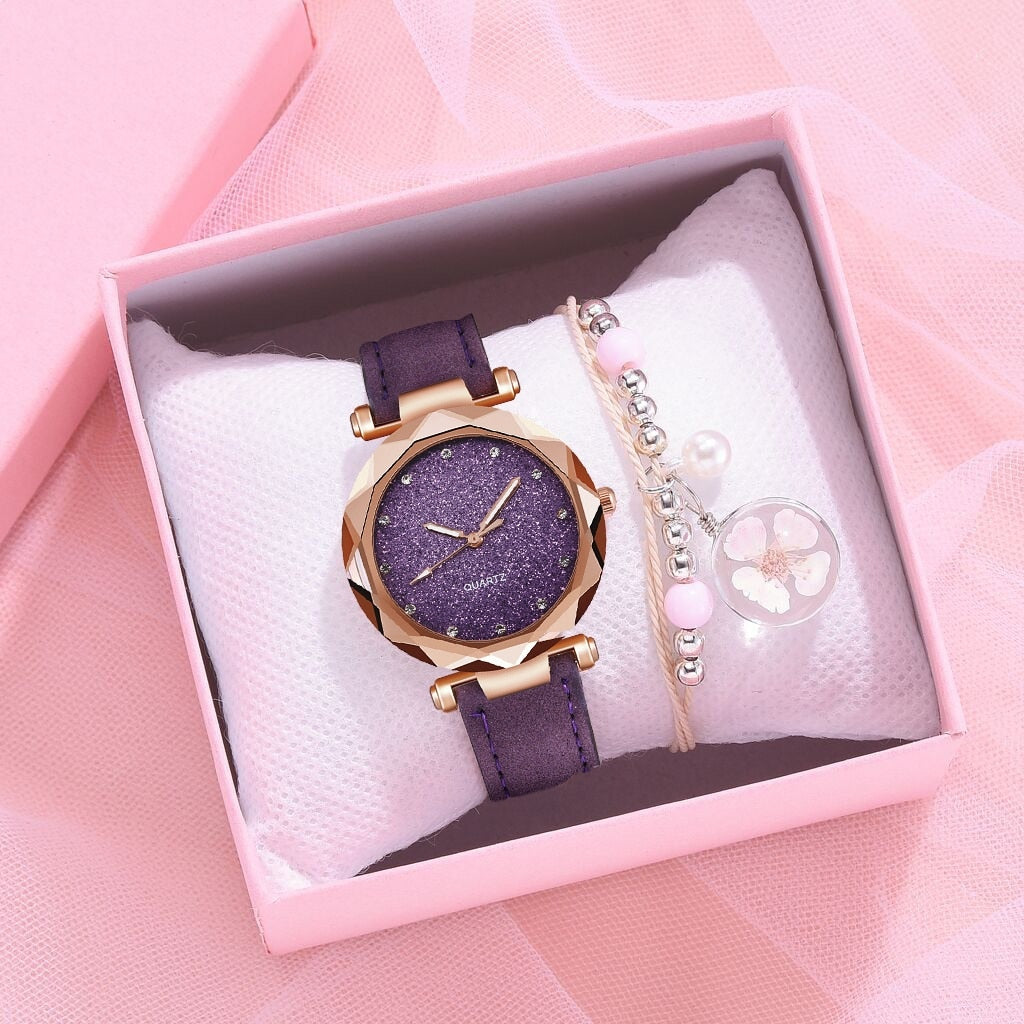 Montre pour dames avec un cadran scintillant sur un bracelet