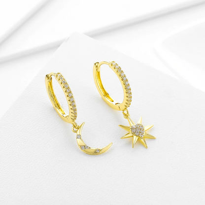 Boucles d'oreilles - lune et étoile